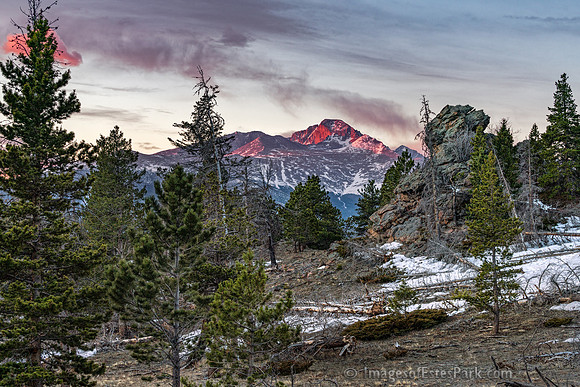 Longs Peak in 1st Sunrise of Spring 2017