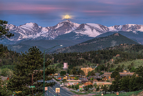 Full Moon Setting over Estes at Sunrise 6/9/20017 5:17 a.m.