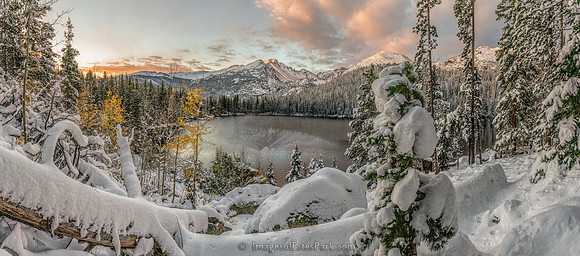 Bear Lake Sunrise Pano Longs Peak