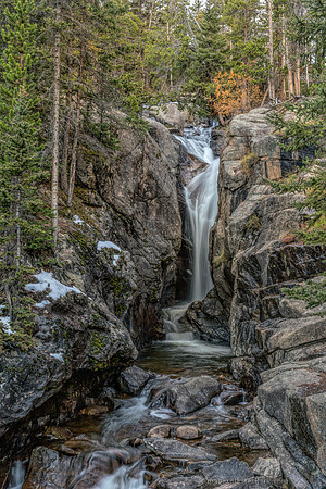Chasm Falls with a touch of snow and clinging autumn color