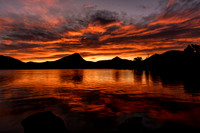 Lake Estes Sunrise - The eastern horizon, featuring Mount Olympus, from an early morning in Estes.