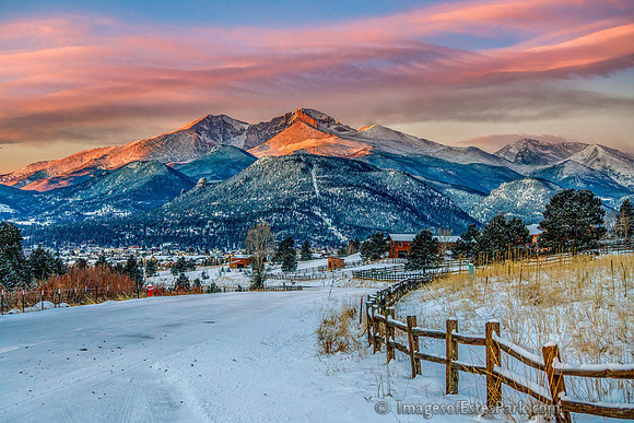 February Sunrise from Dry Gulch Road, Estes Park