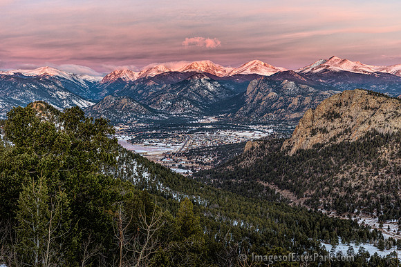 Estes Park at Sunrise; from National Forest Pole Hill Road trail